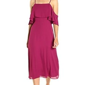 Paris Sunday- Ruffle neckline Midi Dress